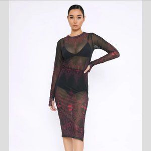 Blackmilk Invocation sheer long sleeve tee dress